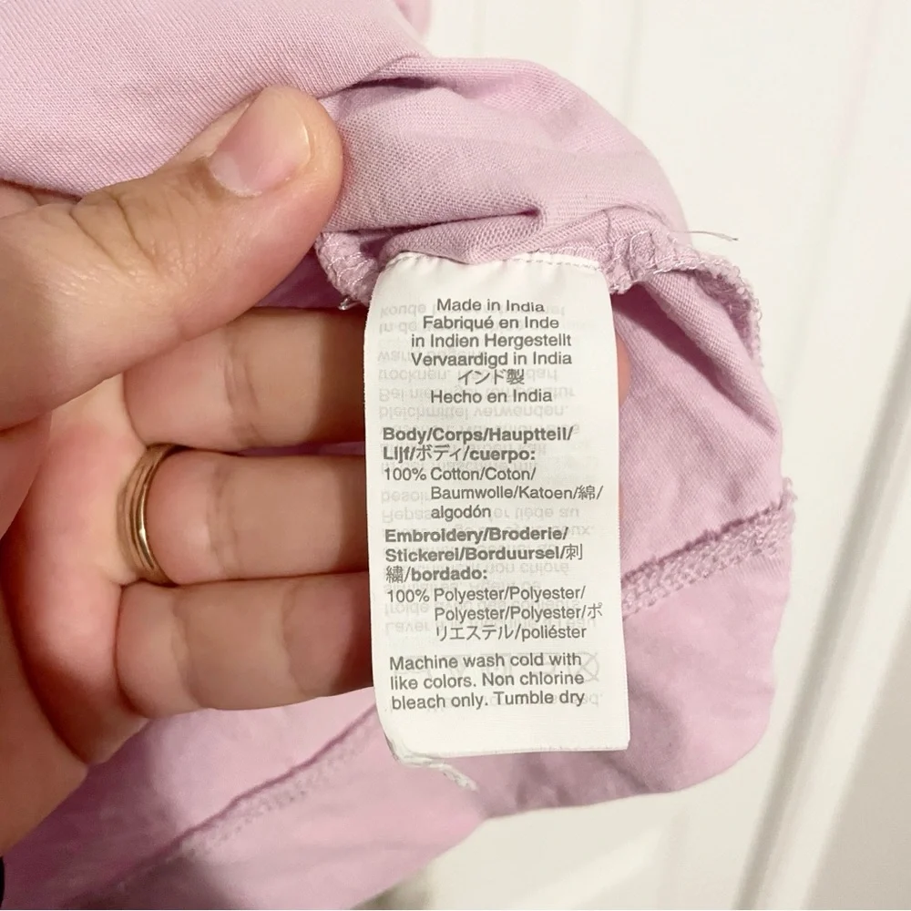 J. Crew Eyelet Top with Puff Sleeves Size Small Lilac Cotton Jersey Tee Pastel - Picture 5 of 6